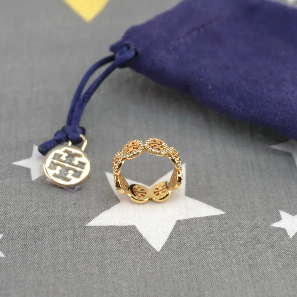 Tory Burch Miller Pavé Logo Ring in Size #7 (Brand New with Dust Bag) - Picture 4 of 4